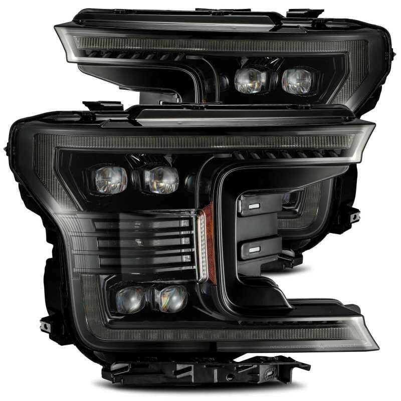 AlphaRex 18-20 Ford F-150 NOVA LED Proj Headlight Plank Style Alpha Blk w/Activ Light/Seq Signal/DRL Headlights AlphaRex