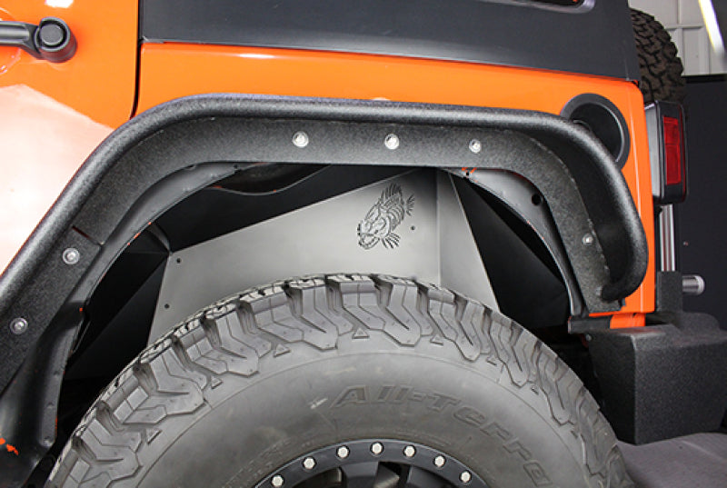 Fishbone Offroad 07-18 Jeep Wrangler JK Logo Aluminum Inner Fenders - Black Powdercoat Fenders Fishbone Offroad