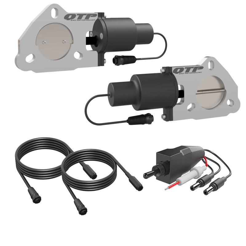 QTP 2.25in Bolt-On QTEC Dual Electric Cutout Valves - Pair Exhaust Cutouts QTP