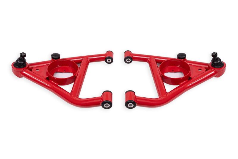 BMR 67-69 Chevrolet Camaro w/Rear Bump Stops Lower A-Arms w/ STD Ball Joint (Delrin) - Red Control Arms BMR Suspension