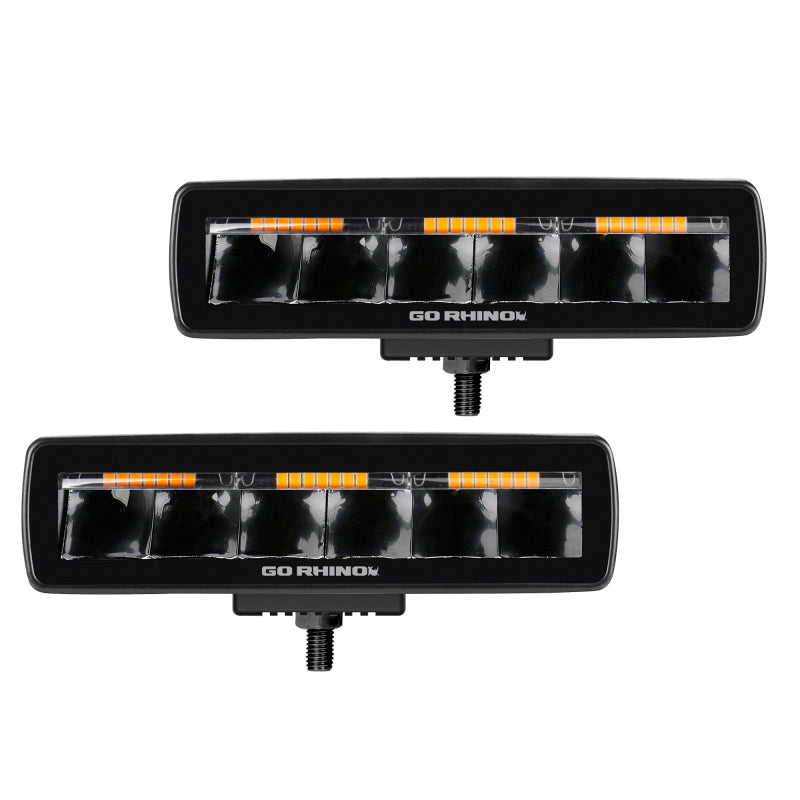 Go Rhino Xplor Blackout Combo Series Sixline LED Spot Lights w/Amber (Surface Mount) - Blk (Pair) Light Bars & Cubes Go Rhino