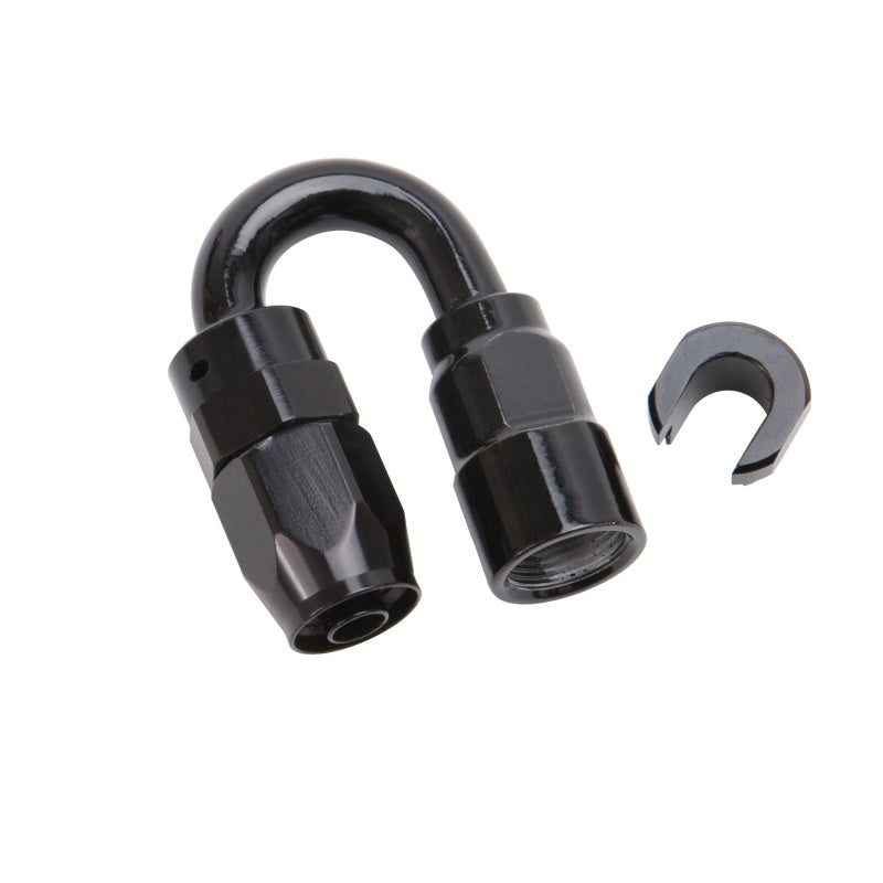 Russell Performance 3/8in SAE Quick Disc Female to -6 Hose Black 180 Degree Hose End Fittings Russell
