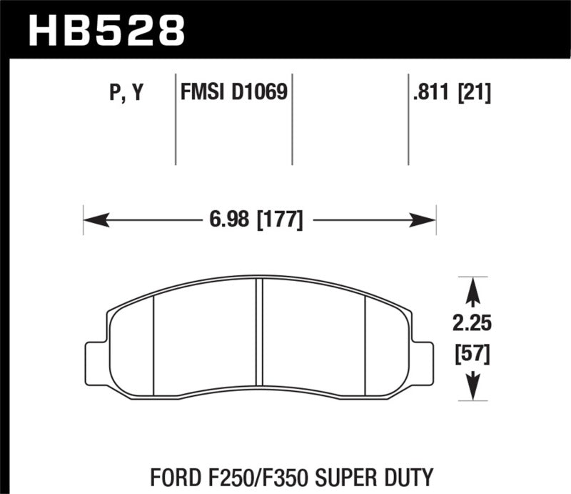 Hawk 05-11 F-250/F-350 Super Duty Pickup / 11 F-550 Super Duty Pickup Front LTS Street Brake Pads Brake Pads - OE Hawk Performance