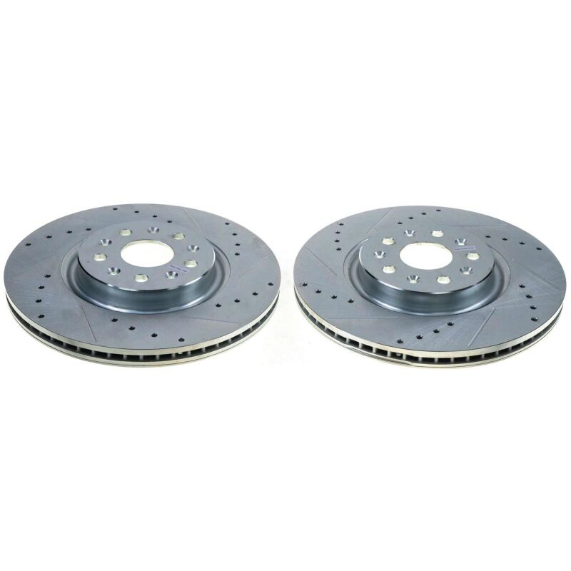 Power Stop 20-21 Chevrolet Corvette Rear Evolution Drilled & Slotted Rotor - Pair Brake Rotors - Slot & Drilled PowerStop