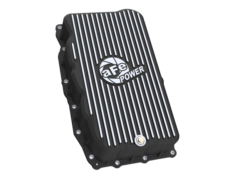 aFe 20-26 GM Trucks L6 3.0L Transmission Pan - Black w/ Machined Fins Diff Covers aFe