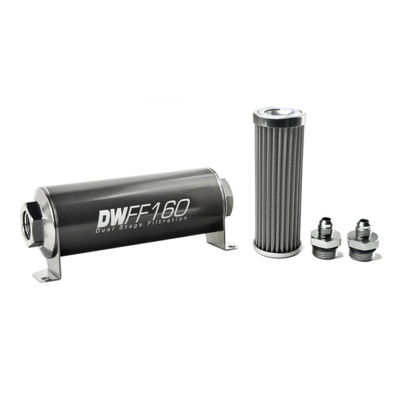 DeatschWerks Stainless Steel 6AN 100 Micron Universal Inline Fuel Filter Housing Kit (160mm) Fuel Filters DeatschWerks