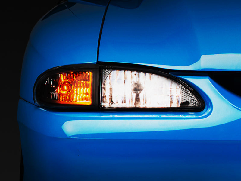 Raxiom 94-98 Mustang Axial Series Cobra Style Headlights- Black Housing (Clear Lens) Headlights Raxiom