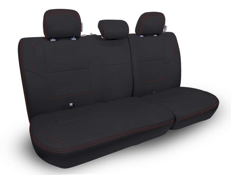 PRP 12-15 Toyota Tacoma Rear Bench Cover Double Cab - Black with Red Stitching Seat Covers PRP Seats