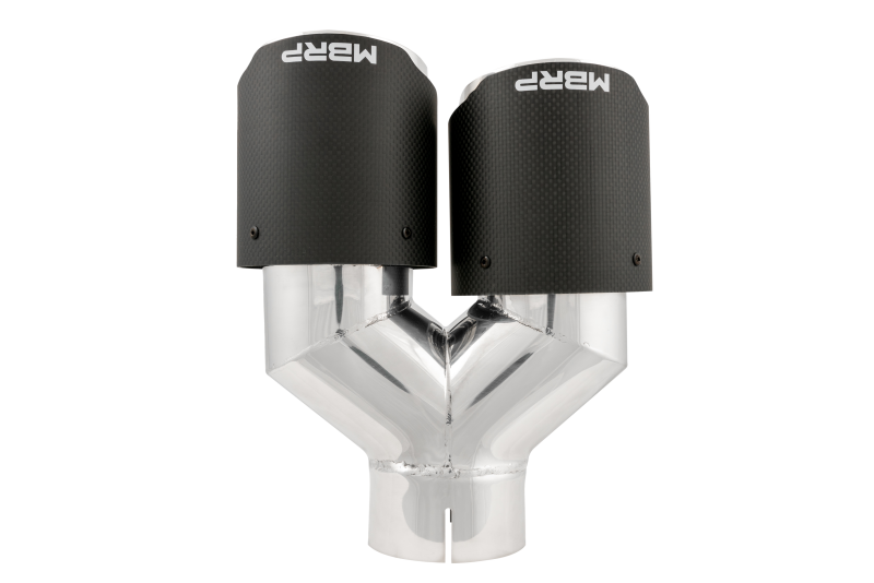 MBRP 3in ID / Dual 4in OD Out Staggered L 9.37in / R 9.87in Dual Wall Carbon Fiber Univ Exhaust Tip Tips MBRP
