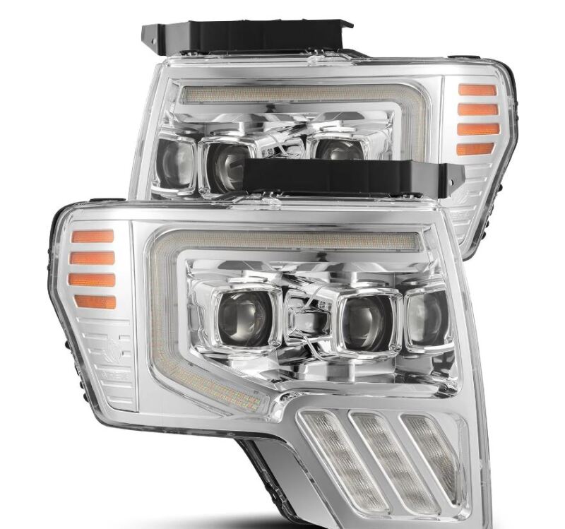 AlphaRex 09-14 Ford F-150 PRO-Series Projector Headlights Plank Style Chrm w/Activ Light/Seq Signal Headlights AlphaRex