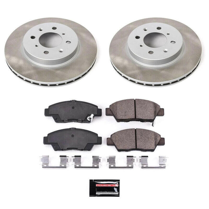 Power Stop 09-14 Honda Fit Front Semi-Coated Rotor Kit Brake Kits - Performance Blank PowerStop