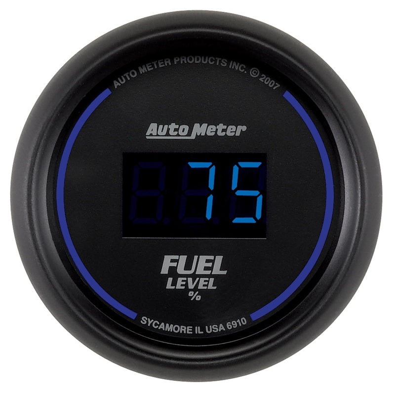 Autometer Cobalt Digital 52.4mm Black Programmable Empty-Full Range Fuel Level Gauge Gauges AutoMeter