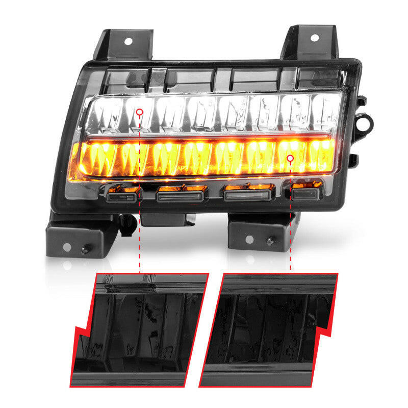 ANZO 2018-2021 Jeep Wrangler LED Side Markers Chrome Housing Smoke Lens w/ Seq. Signal Sport Bulb Lights Corner ANZO