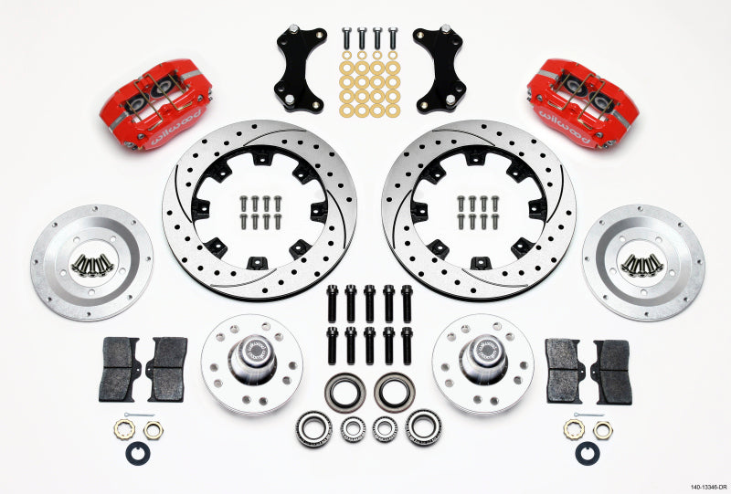 Wilwood Dynapro Dust-Boot Front Kit 12.19in Drilled-Red WWE ProSpindle Big Brake Kits Wilwood