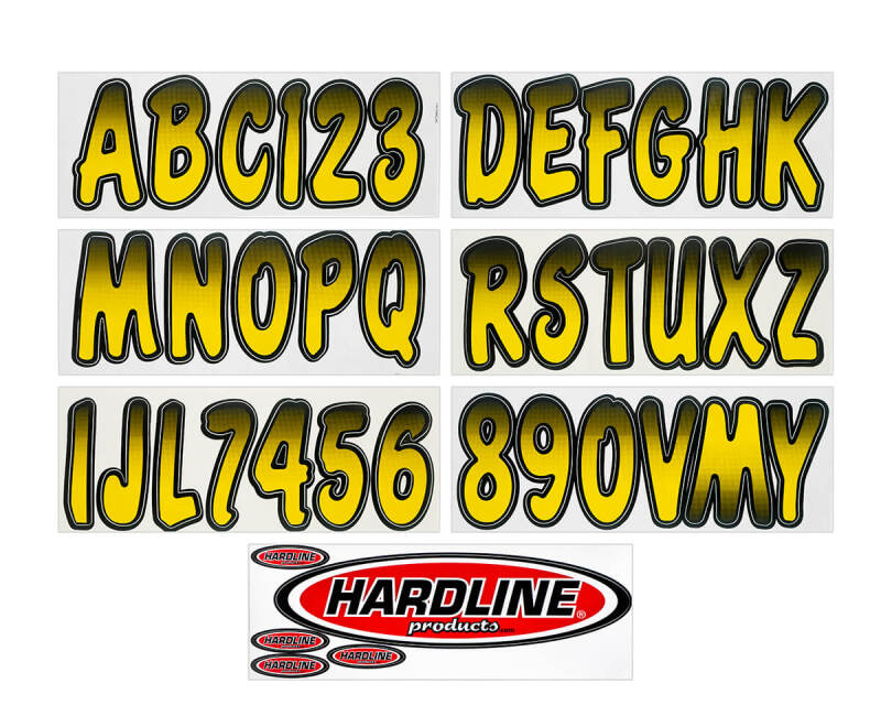 Hardline Boat Lettering Registration Kit 3 in. - 200 Yellow/Black Stickers/Decals/Banners Hardline