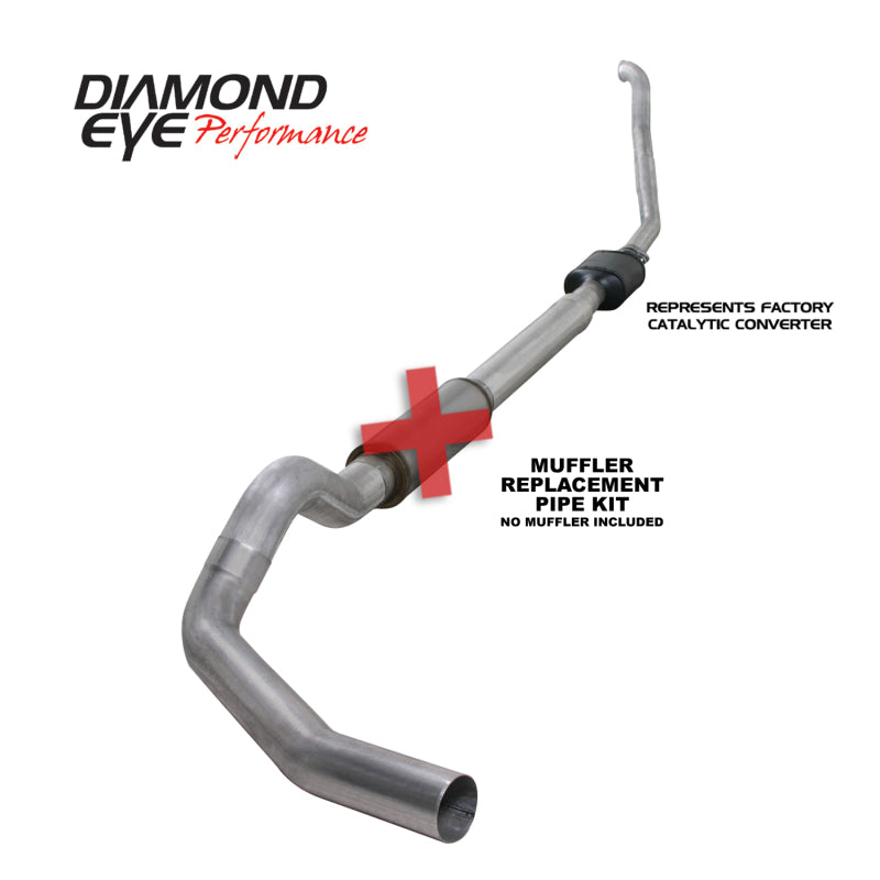 Diamond Eye KIT 5in TB MFLR RPLCMENT PIPE SGL ALUM 94-97 5 7 3L F250/F350 PWRSTROKE NFS W CARB STDS Turbo Back Diamond Eye Performance