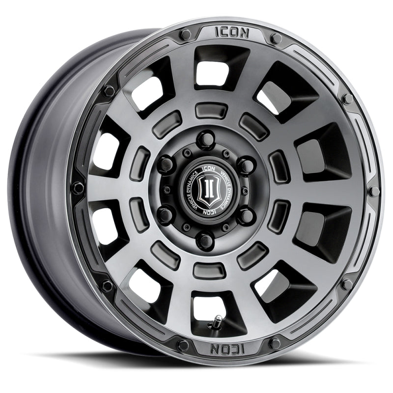 ICON Thrust 17x8.5 6x5.5 25mm Offset 5.75in BS 95.1mm Bore Smoked Satin Black Wheel Wheels - Cast ICON