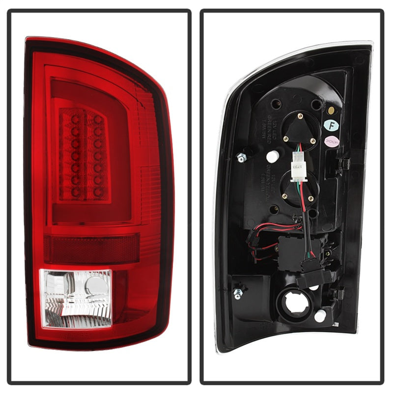 Spyder 07-09 Dodge Ram 2500/3500 V3 Light Bar LED Tail Lights - Red Clear (ALT-YD-DRAM06V3-LBLED-RC) Tail Lights SPYDER