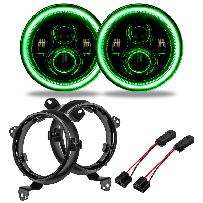 Oracle Jeep Wrangler JL/Gladiator JT 7in. High Powered LED Headlights (Pair) - Green Headlights ORACLE Lighting