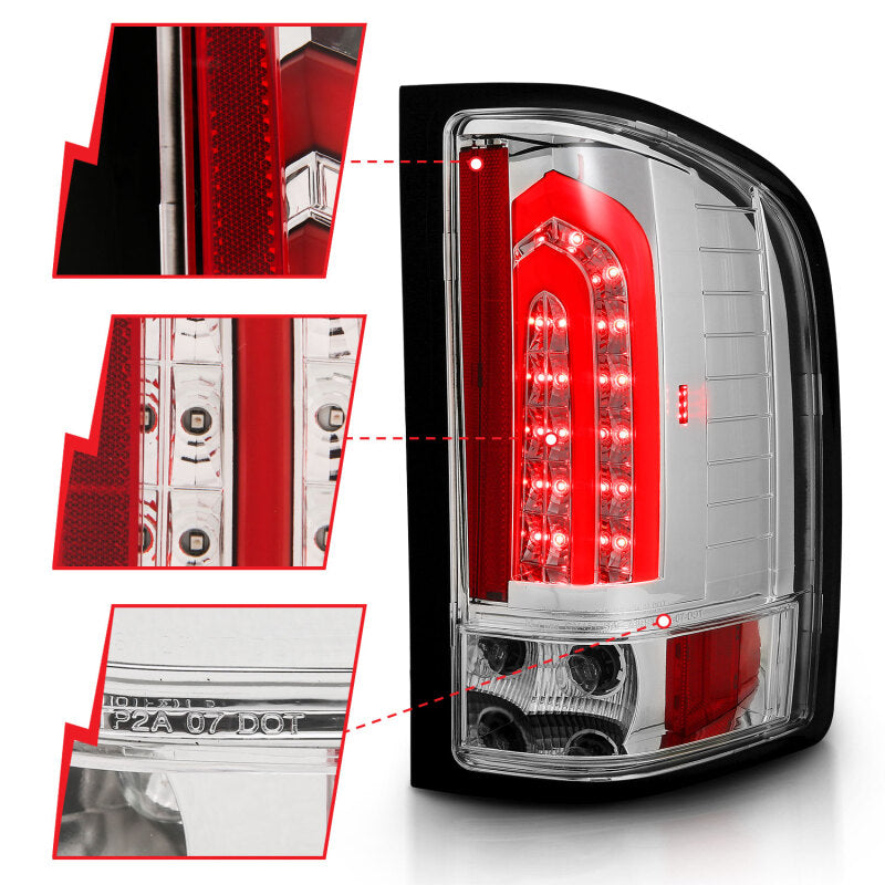 ANZO 2007-2013 Chevrolet Silverado 1500 LED Taillights Chrome Tail Lights ANZO