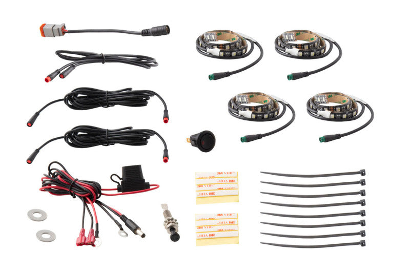 Diode Dynamics RGBW Engine Bay Strip Kit 4pc Multicolor Light Strip LED Diode Dynamics