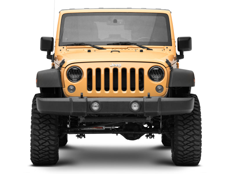 Raxiom 97-18 Jeep Wrangler TJ/JK Axial Series 13-LED Headlights- Black Housing (Clear Lens) Headlights Raxiom