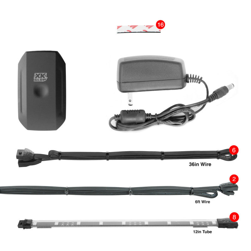 XK Glow Flex Strip Million Color XKCHROME App Controlled Home Indoor & Outdoor LED Light Kit 8x3ft Light Bars & Cubes XKGLOW