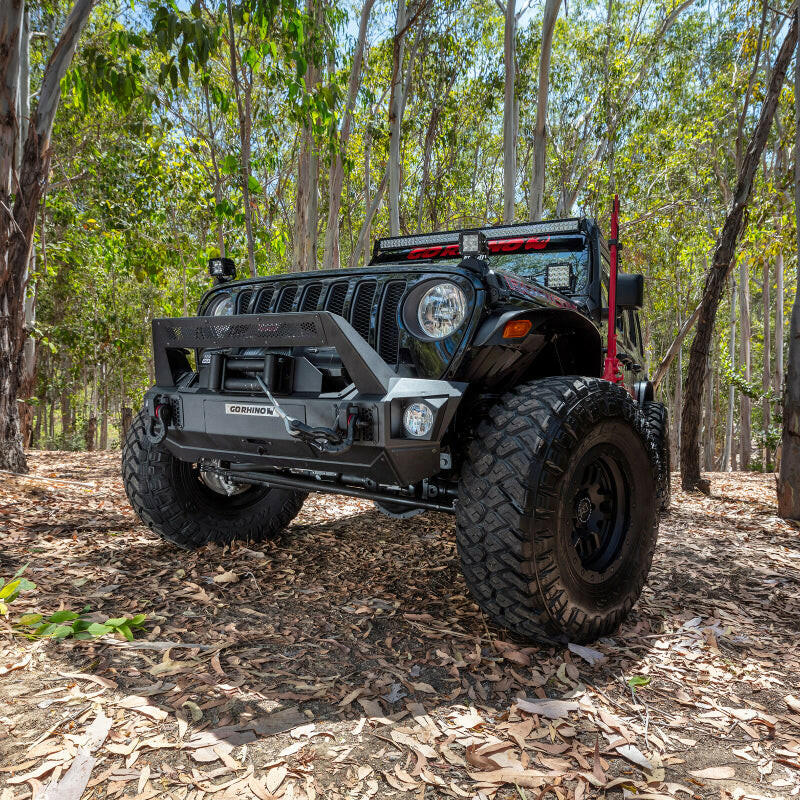 Go Rhino 07-20 Jeep Wrangler JL/JLU/JK/JKU/Gladiator JT Trailline Front Stubby Bumper Bumpers - Steel Go Rhino