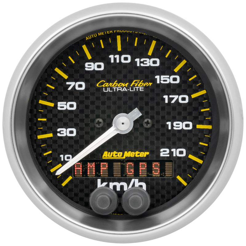 Autometer Carbon Fiber 3-3/8in. 0-225KM/H (GPS) Speedometer Gauge Gauges AutoMeter