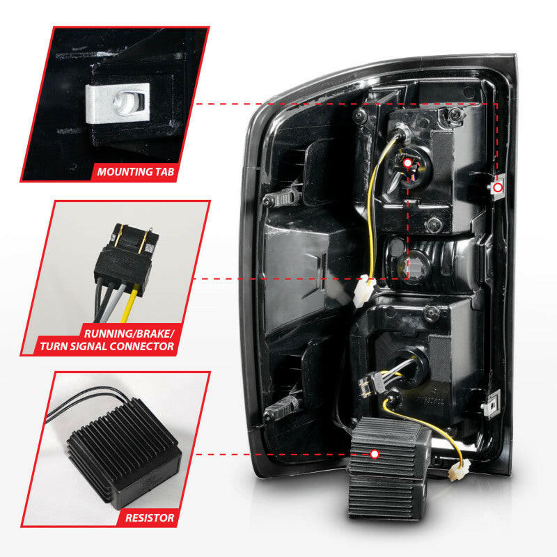 ANZO 15-19 Chevrolet Silverado 2500 HD/3500 HD LED Taillight w/ Sequential Black Housing/Smoke Lens Tail Lights ANZO