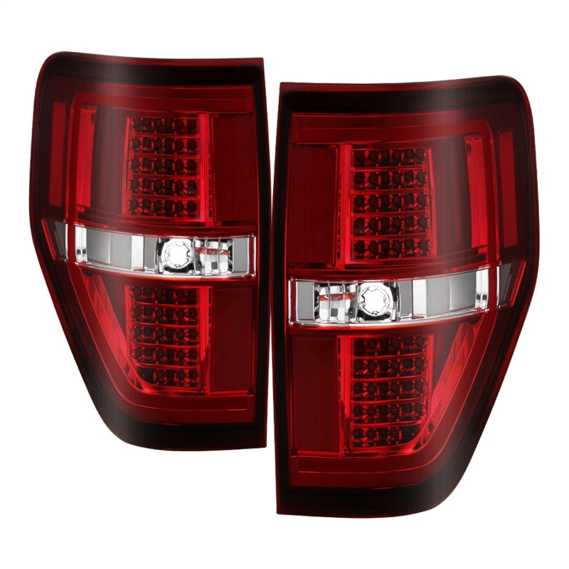 xTune 09-14 Ford F-150 Light Bar LED Tail Lights - Red Clear (ALT-JH-FF15009-LBLED-RC) Tail Lights SPYDER