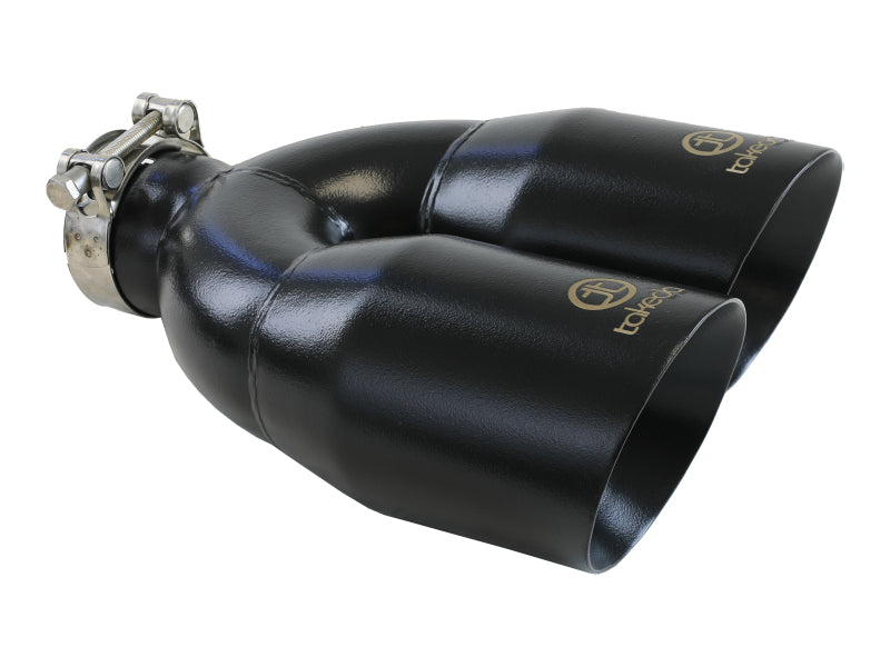 aFe Takeda 2.5in 304 Stainless Steel Clamp-on Exhaust Tip Passenger Side 2.5in Inlet 4inDual - Black Tips aFe