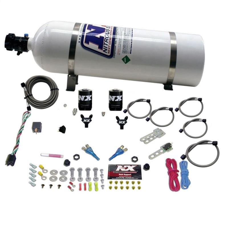 Nitrous Express Dual Nozzle Sport Compact Nitrous Kit (35-50-75HP) w/15lb Bottle Nitrous Systems Nitrous Express