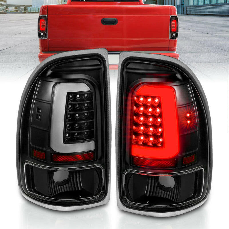 ANZO 1997-2004 Dodge Dakota LED Taillights Black Housing Clear Lens Pair Tail Lights ANZO