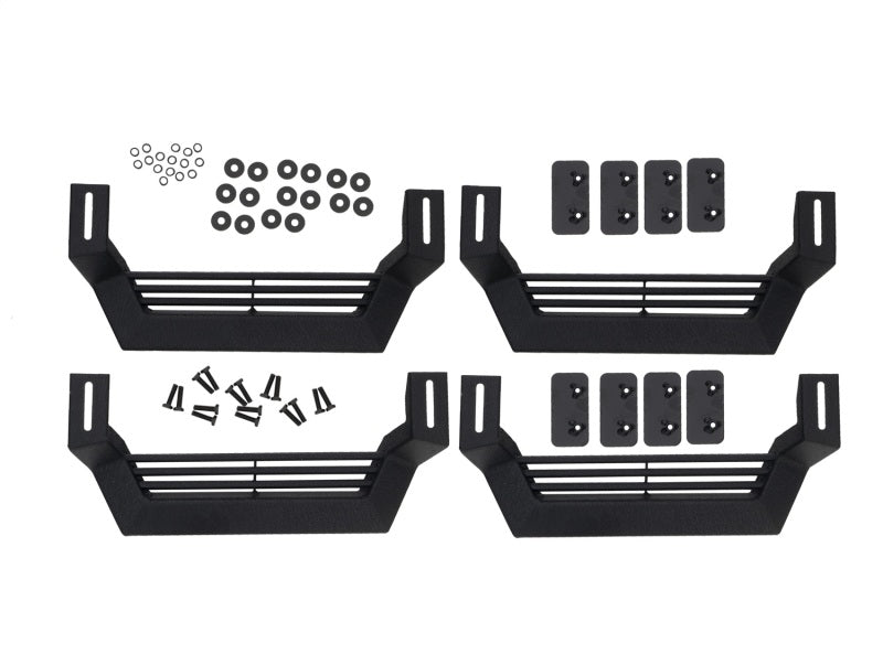 Rampage 1999-2019 Jeep Rock Rail Short Step Universal 4 Piece Set - Black Side Steps Rampage