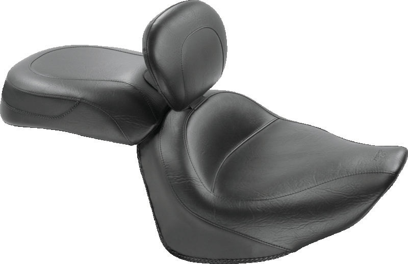Mustang 08-17 Yamaha Raider Wide Touring 2PC Seat w/Diver Backrest - Black Two-Piece Motorcycle Seats Mustang Motorcycle