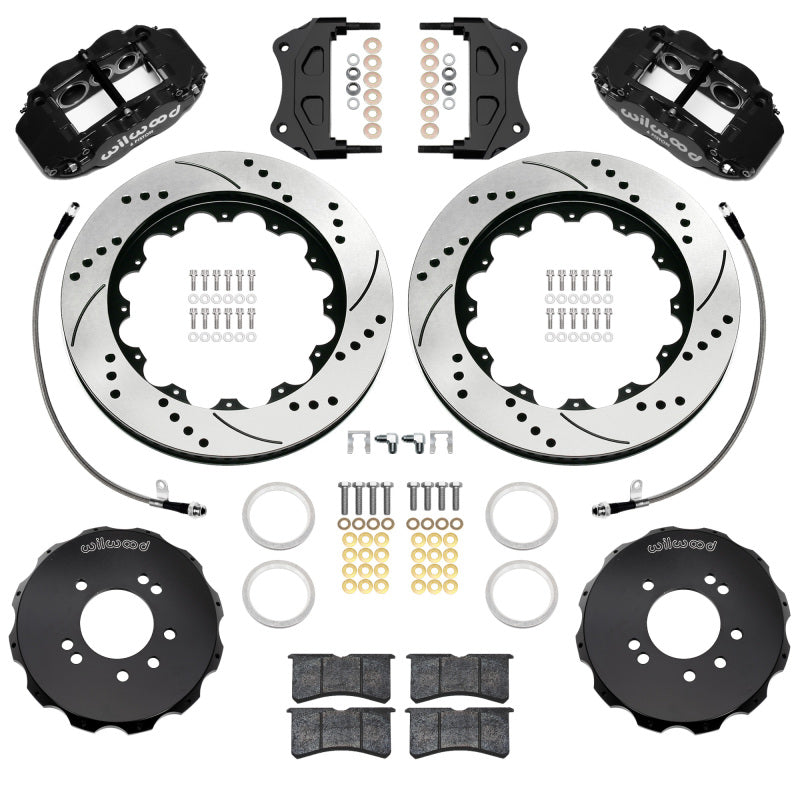 Wilwood 89-98 Nissan 240SX/89-94 Skyline/90-96 300ZX Superlite 6R Fr BBK w/ 14in D/S Rotors - Black Big Brake Kits Wilwood