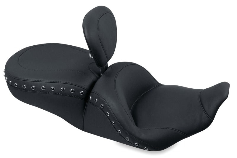 Mustang 97-07 Harley Rd King,06-07 Str Glide,00-05 Eagle Lowdown 1PC Seat w/DBR Black Pearls - Black One-Piece Motorcycle Seats Mustang Motorcycle
