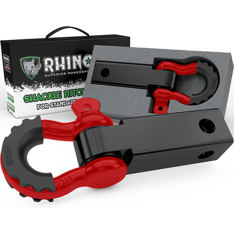 Rhino USA Shackle Hitch Receiver W/ D-Ring (Red) Shackle Kits Rhino USA