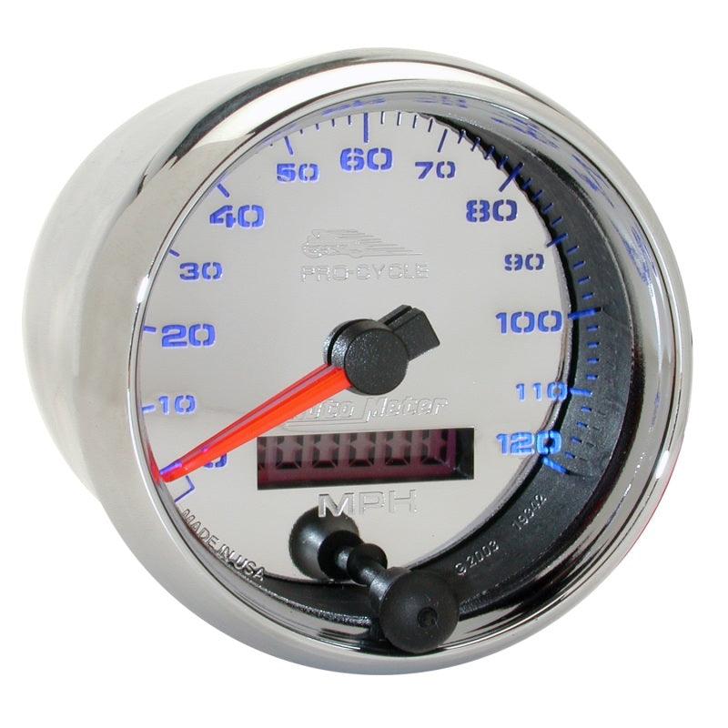 Autometer Pro-Cycle Gauge Speedo 2 5/8in 120 Mph Elec Chrome Gauges AutoMeter
