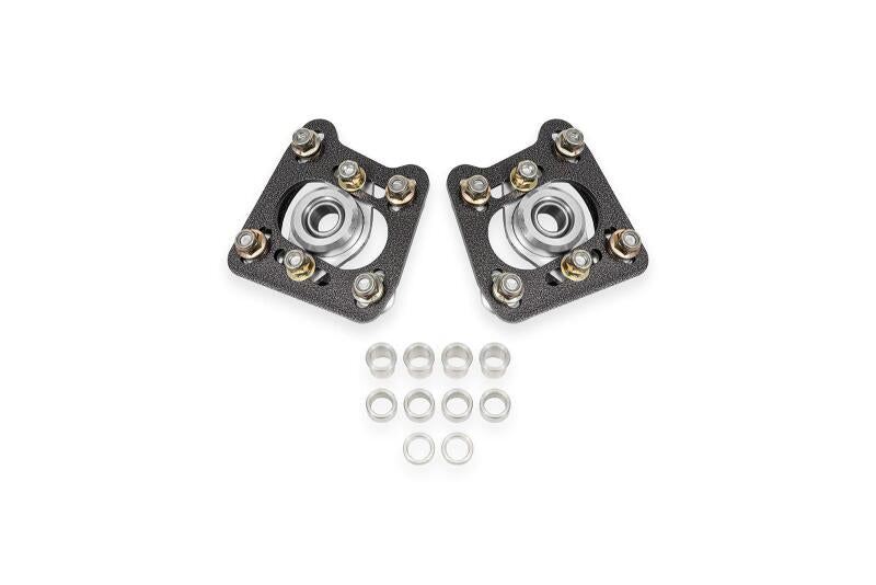 BMR 94-04 Ford Mustang Steel Caster Camber Plates - Black Hammertone Shock Mounts & Camber Plates BMR Suspension