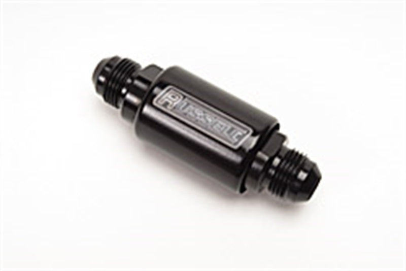 Russell Performance Black Anodized (3-1/4in Length 1-1/4in dia. -8 male inlet/outlet) Fuel Filters Russell