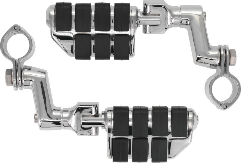 Kuryakyn Dually ISO Offset Highway Pegs With 1-1/4inch Clamp Chrome (Pair) Footpegs Kuryakyn