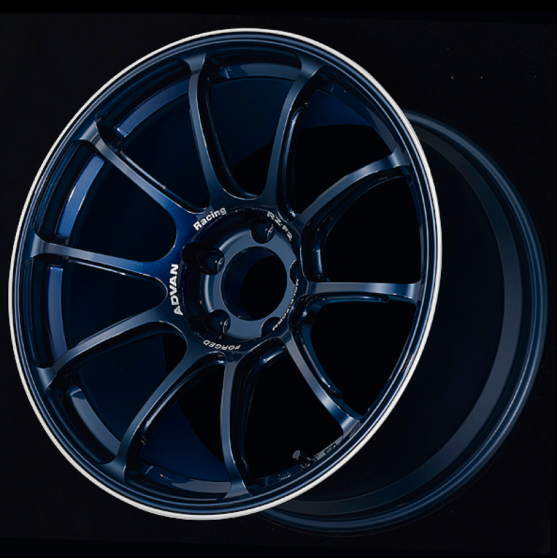 Advan RZ-F2 18x9.5 +29 5x114.3 Racing Titanium Blue and Ring Wheel Wheels - Forged Advan