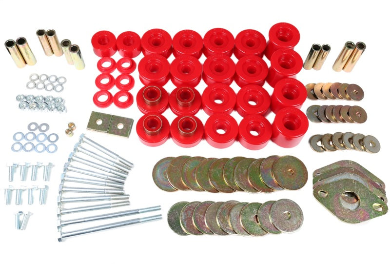 Energy Suspension 91-97 Toyota Land Cruiser FJ80 Body Mount Set w/ Hardware - Red Bushing Kits Energy Suspension