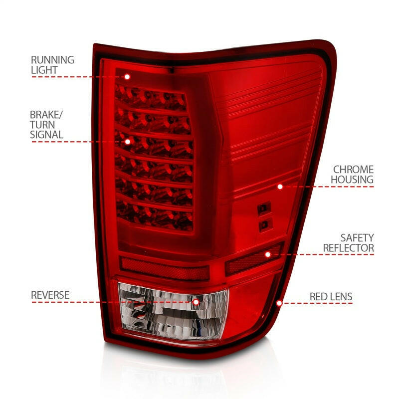 ANZO 04-15 Nissan Titan Full LED Taillights Chrome Housing Red/Clear Lens Tail Lights ANZO