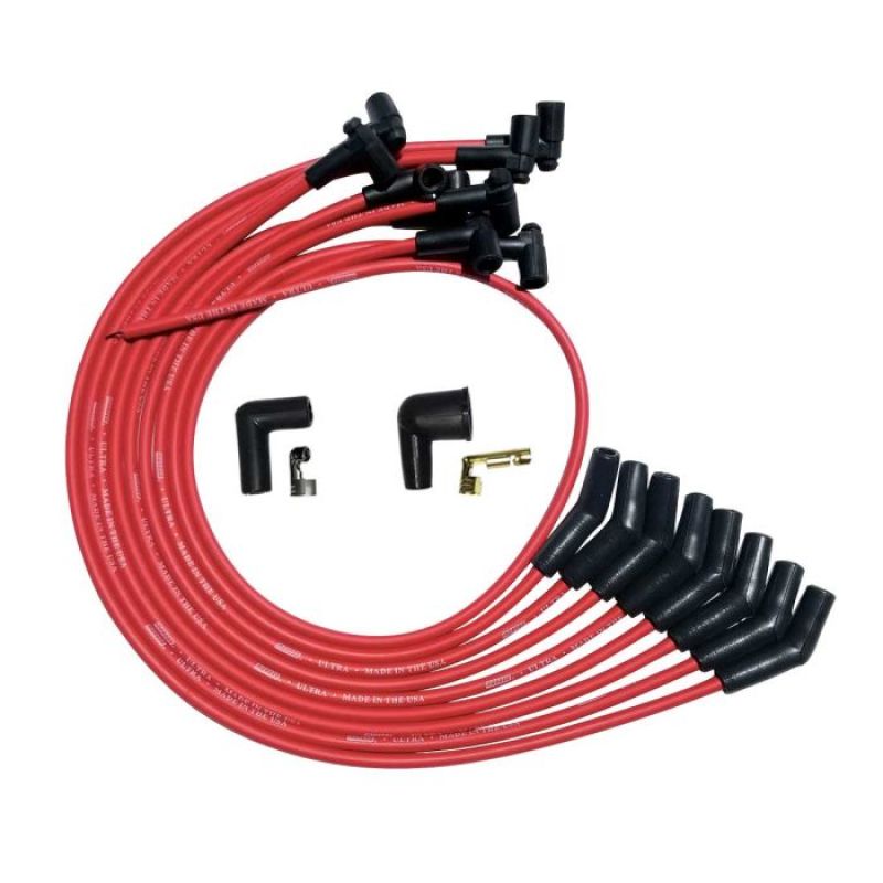 Moroso SBC Over Valve Cover 135 Plug HEI Ultra Spark Plug Wire Set - Red Spark Plug Wire Sets Moroso