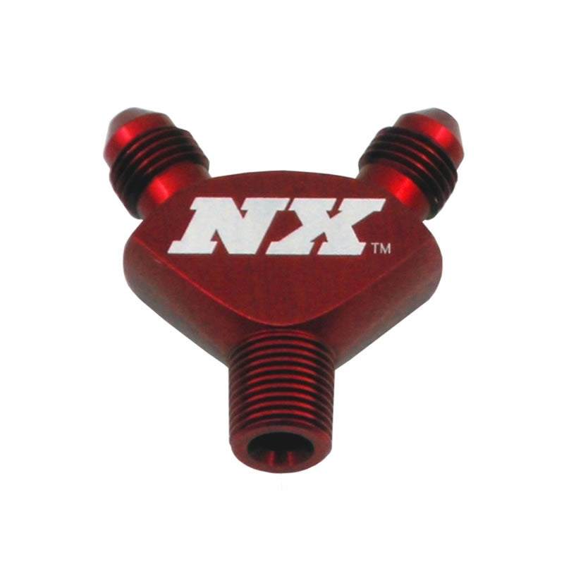 Nitrous Express 1/8NPT x 3AN x 3AN Billet Pure-Flo Y Fitting - Red Fittings Nitrous Express