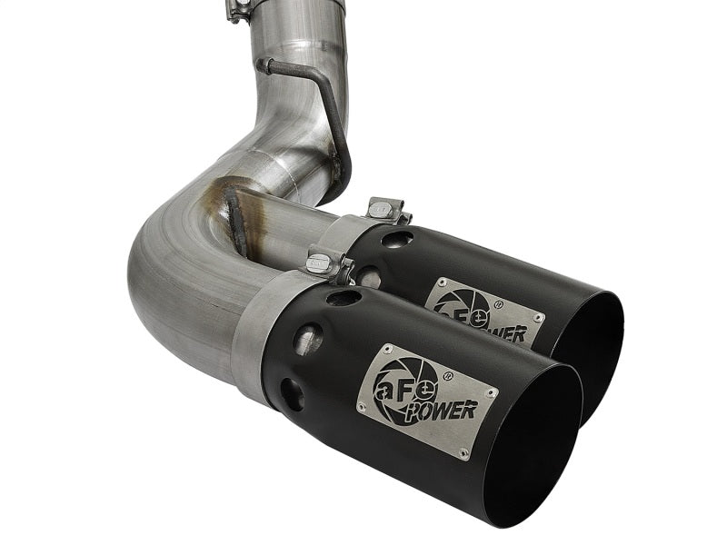 aFe Victory Series 4in 409-SS DPF-Back Exhaust w/ Dual Black Tips 2017 GM Duramax V8-6.6L(td) L5P DPF Back aFe