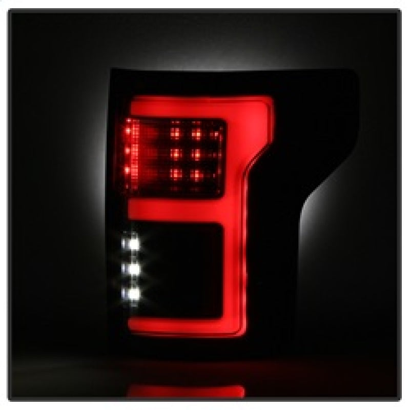 Spyder 15-17 Ford F-150 LED Tail Lights (w/Blind Spot) - Black Smoke (ALT-YD-FF15015BS-LBLED-BSM) Tail Lights SPYDER